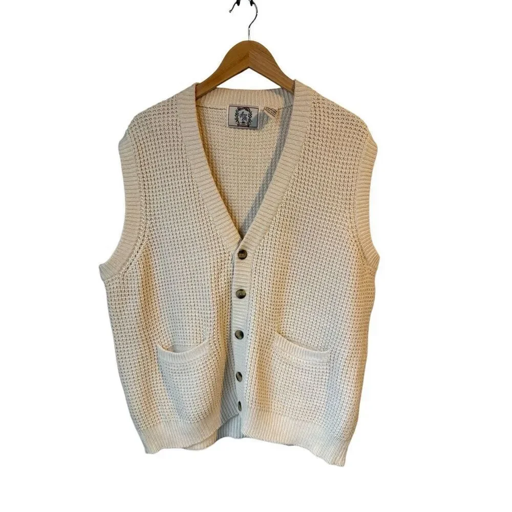 Vintage 90’s Silk Blend Oversized Cream Knit Vest